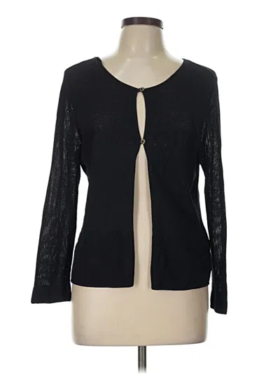 Pre-owned Sigrid Olsen Long Sleeve Top Black Keyhole Neckline Tops