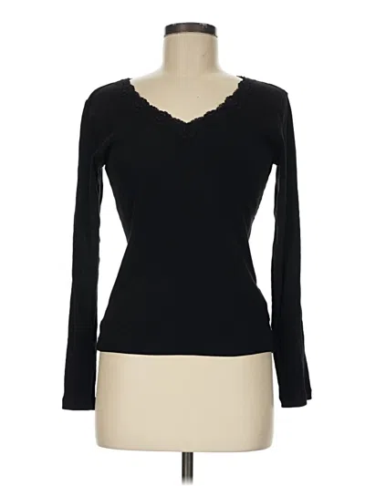 Pre-owned Sigrid Olsen Long Sleeve Top Black Sweetheart Neckline Tops