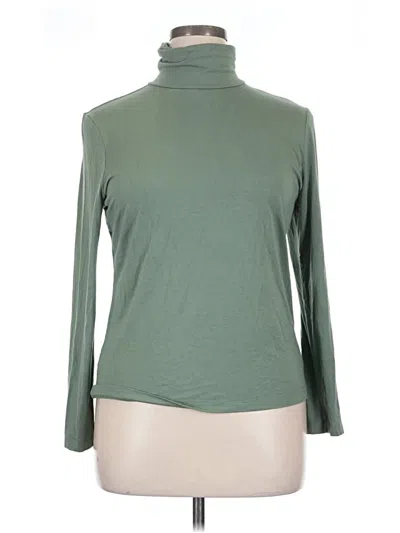 Pre-owned Sigrid Olsen Long Sleeve Top Green Turtleneck Tops