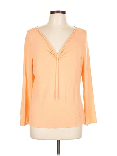 Pre-owned Sigrid Olsen Long Sleeve Top Orange Plunge Neckline Tops