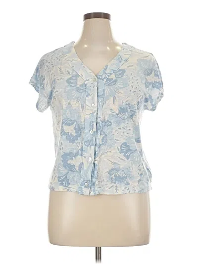 Pre-owned Sigrid Olsen Short Sleeve Blouse In Blue