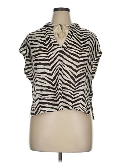 Pre-owned Sigrid Olsen Short Sleeve Blouse In White