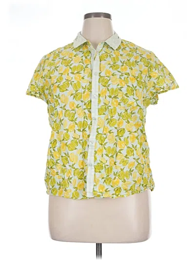 Pre-owned Sigrid Olsen Short Sleeve Blouse In Yellow