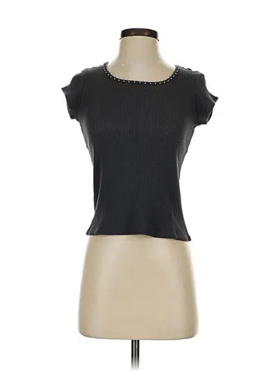 Pre-owned Sigrid Olsen Short Sleeve Top Black Sweetheart Neckline Tops
