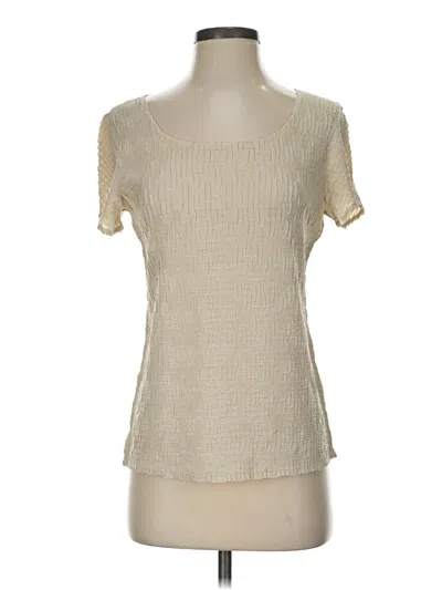Pre-owned Sigrid Olsen Short Sleeve Top Ivory Square Neckline Tops