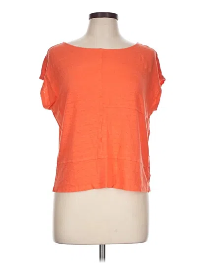 Pre-owned Sigrid Olsen Short Sleeve Top Orange Scoop Neck Tops