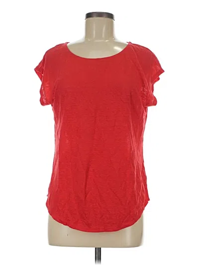 Pre-owned Sigrid Olsen Short Sleeve Top Red Solid Pattern Scoop Neck Tops