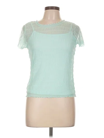 Pre-owned Sigrid Olsen Short Sleeve Top Teal Keyhole Neckline Tops