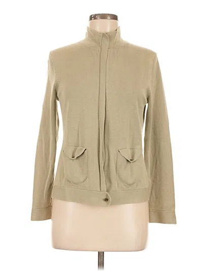 Pre-owned Sigrid Olsen Silk Cardigan Sweater In Brown