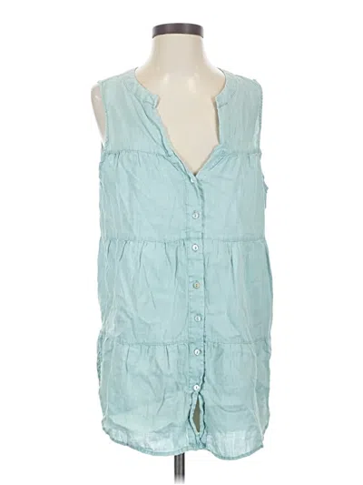 Pre-owned Sigrid Olsen Sleeveless Button Down Shirt In Blue