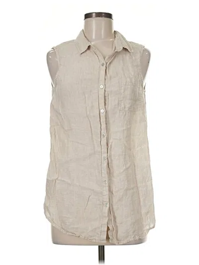 Pre-owned Sigrid Olsen Sleeveless Button Down Shirt In Tan