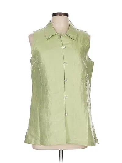 Pre-owned Sigrid Olsen Sleeveless Silk Top Green Halter Neckline Tops