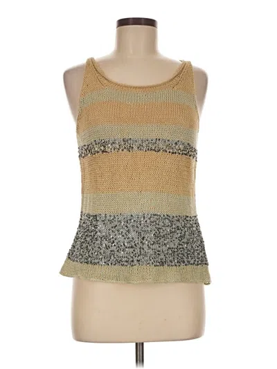 Pre-owned Sigrid Olsen Sleeveless Top Gold Halter Neckline Tops