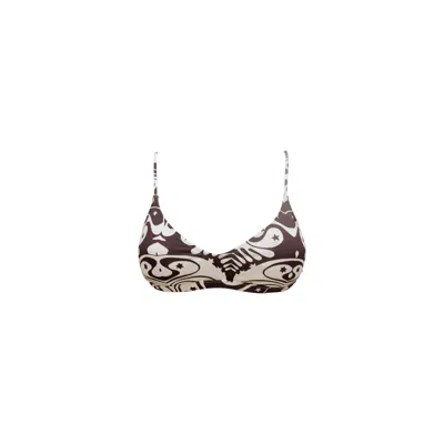 Siguelsol Women's White / Brown Trippy Stelle Bralette In White/brown