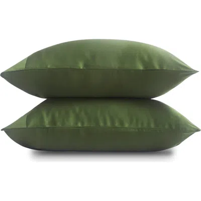 Sijo Set Of 2 Sateen Pillowcases In Green