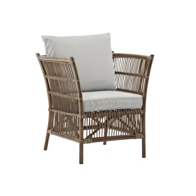 Sika Design Donatello Rattan Lounge Chair In Antique,sailcloth Seagull Geometric Sunbrella® B
