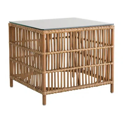 Sika Design Donatello Rattan Side Table - Glass Top In Antique