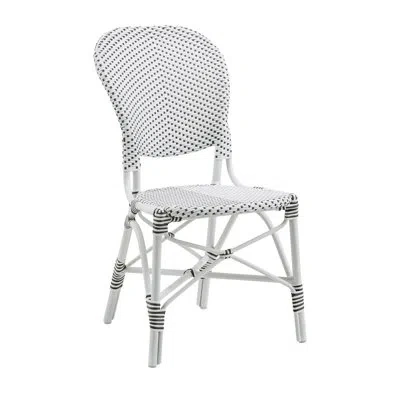 Sika Design Isabell Outdoor Dining Side Chair In White,white With Cappuccino Dots