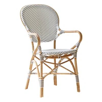 Sika Design Isabell Rattan Bistro Armchair In White With Cappuccino Dot