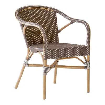 Sika Design Madeleine Rattan Bistro Armchair In White,cappuccino Dots