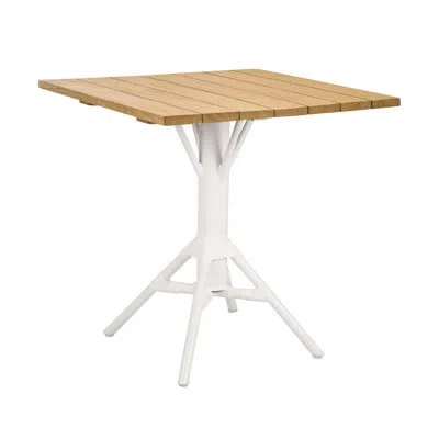 Sika Design Nicole Outdoor Cafe Table - 28" Square Teak Top In White