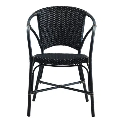 Sika Design Valerie Outdoor Dining Armchair In Rattan Black,cappuccino Dots,black