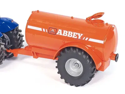 Siku New Holland T7070 Tractor Blue With Abbey Single Axle Vacuum Tanker Orange 1/50 Diecast Model By Sik