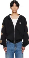 Silas Black Circular Zip Sweat Hoodie In Black