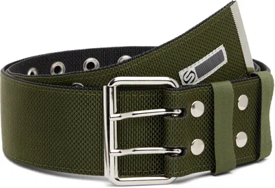 Silas Khaki Nylon Belt In Green
