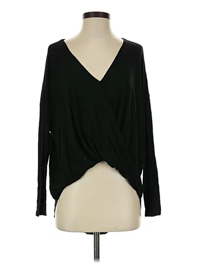 Pre-owned Silence And Noise Long Sleeve Top Black Plunge Neckline Tops