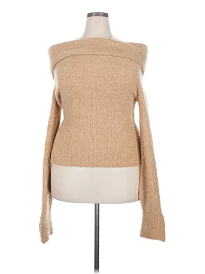 Pre-owned Silence And Noise Long Sleeve Top Tan One Shoulder Neckline Tops