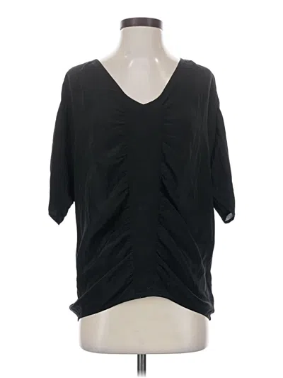 Pre-owned Silence And Noise Short Sleeve Silk Top Black V-neck Tops