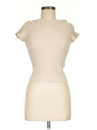 Pre-owned Silence And Noise Short Sleeve Turtleneck In Ivory