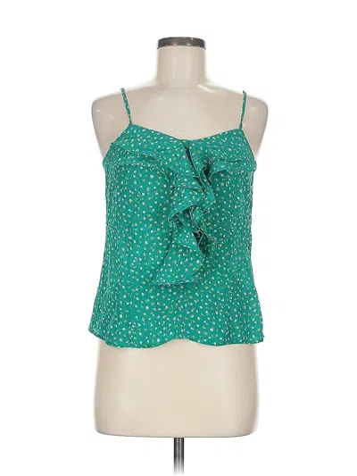 Pre-owned Silence And Noise Sleeveless Silk Top Green Halter Neckline Tops