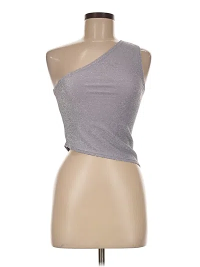 Pre-owned Silence And Noise Sleeveless Top Silver One Shoulder Neckline Tops
