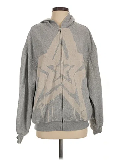 Pre-owned Silence And Noise Zip Up Hoodie In Gray