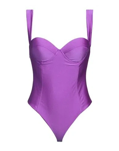 Silence Limited Woman Bodysuit Purple Size M Polyamide, Elastane