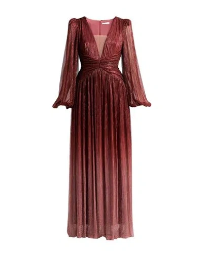 Silence Limited Woman Maxi Dress Bronze Size L Polyester, Metallic Fiber