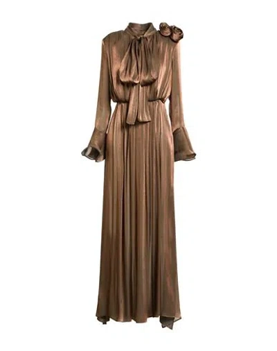 Silence Limited Woman Maxi Dress Bronze Size Xs Pes In Yellow