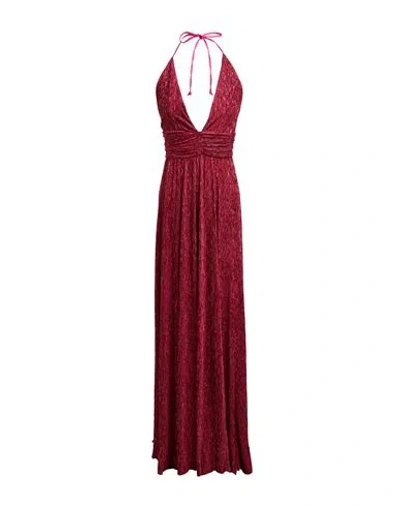 Silence Limited Woman Maxi Dress Burgundy Size L Polyester, Elastane In Red
