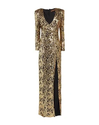 Silence Limited Woman Maxi Dress Gold Size M Polyester, Elastane