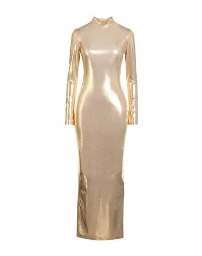 Silence Limited Woman Maxi Dress Gold Size S Pes, Elastane