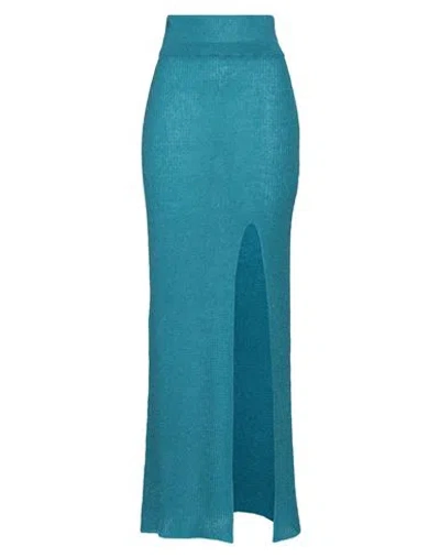 Silence Limited Woman Maxi Skirt Deep Teal Size S Acrylic, Polyamide, Mohair Wool In Blue