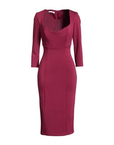 Silence Limited Woman Midi Dress Burgundy Size L Rayon, Pes, Elastane
