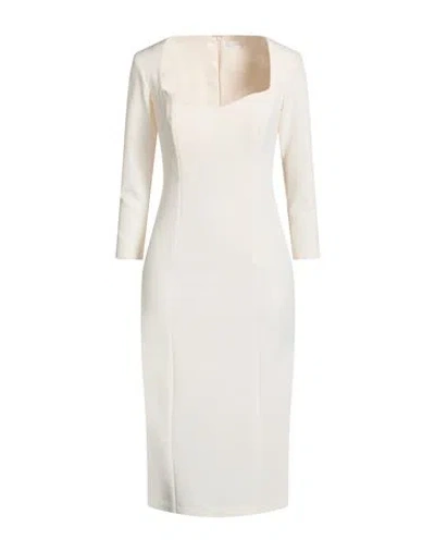 Silence Limited Woman Midi Dress Cream Size S Pes, Elastane In White