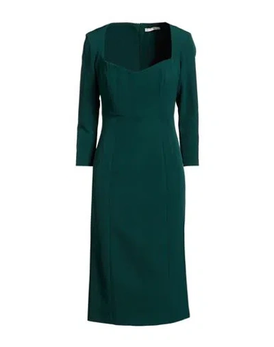 Silence Limited Woman Midi Dress Dark Green Size M Pes, Elastane