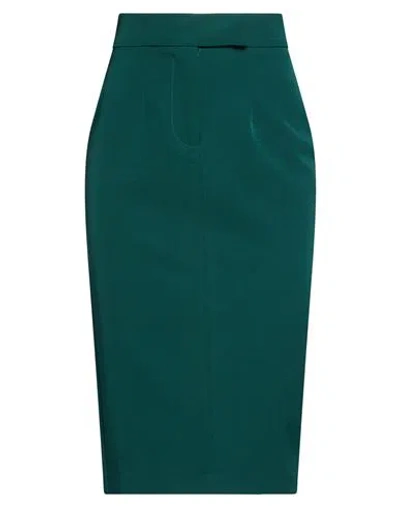 Silence Limited Woman Midi Skirt Dark Green Size Xs Polyester, Elastane In Blue