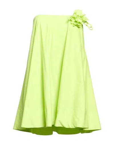 Silence Limited Woman Mini Dress Lime Green Size M Cotton, Polyamide, Elastane