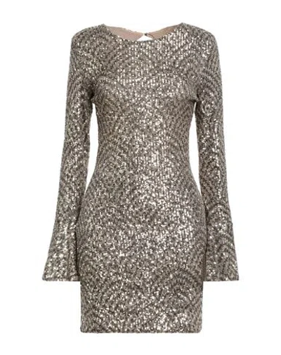 Silence Limited Woman Mini Dress Platinum Size L Polyamide, Elastane In Brown