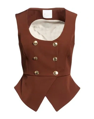Silence Limited Woman Tailored Vest Orange Size Xs Pes, Elastane In Brown